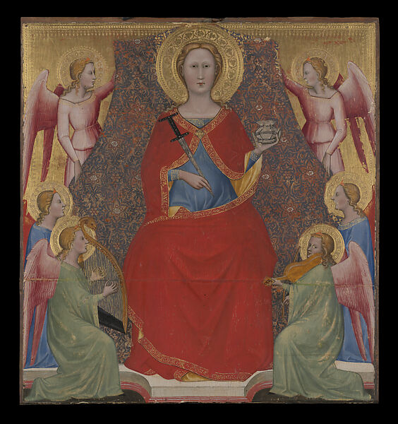 Saint Lucy and Her Mother at the Shrine of Saint Agatha; Saint Lucy Giving Alms; Saint Lucy before Paschasius; Saint Lucy Resisting Efforts to Move Her, Giovanni di Bartolommeo Cristiani (Italian, Florence, active 1367–98), Tempera on wood, gold ground