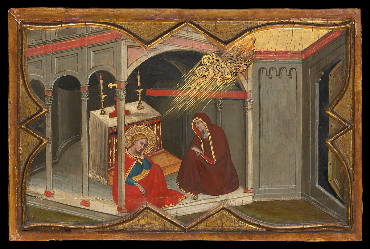 Saint Lucy and Her Mother at the Shrine of Saint Agatha; Saint Lucy Giving Alms; Saint Lucy before Paschasius; Saint Lucy Resisting Efforts to Move Her, Giovanni di Bartolommeo Cristiani (Italian, Florence, active 1367–98), Tempera on wood, gold ground