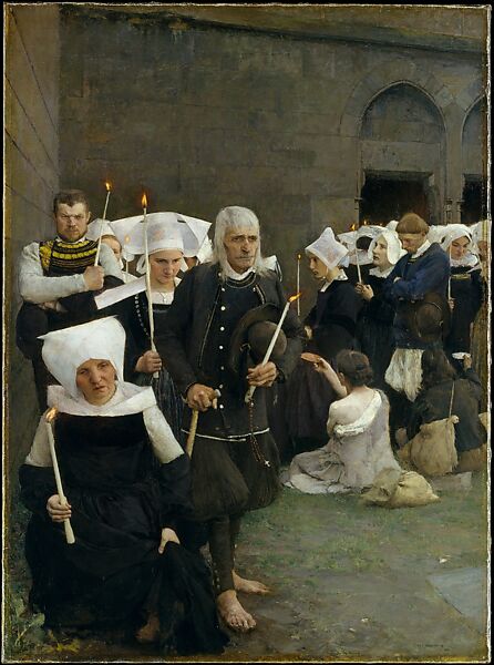 The Pardon in Brittany, Pascal-Adolphe-Jean Dagnan-Bouveret  French, Oil on canvas