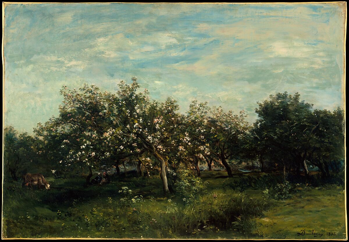 Apple Blossoms, Charles-François Daubigny (French, Paris 1817–1878 Paris), Oil on canvas 