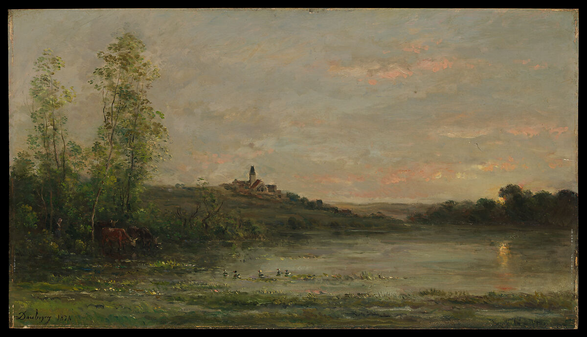 The Seine: Morning, Charles-François Daubigny (French, Paris 1817–1878 Paris), Oil on wood 