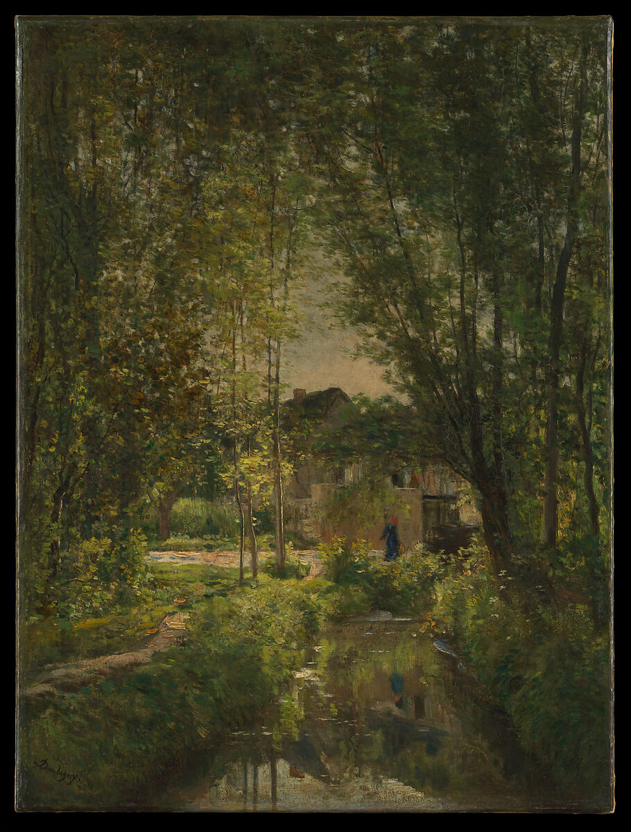 Landscape with a Sunlit Stream, Charles-François Daubigny (French, Paris 1817–1878 Paris), Oil on canvas 