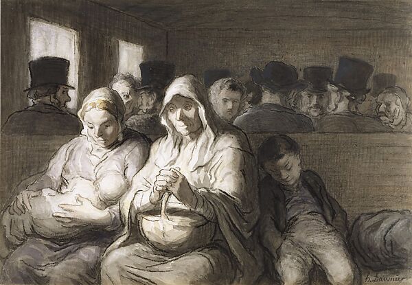 The Third-Class Carriage, Honoré Daumier (French, Marseilles 1808–1879 Valmondois), Oil on canvas