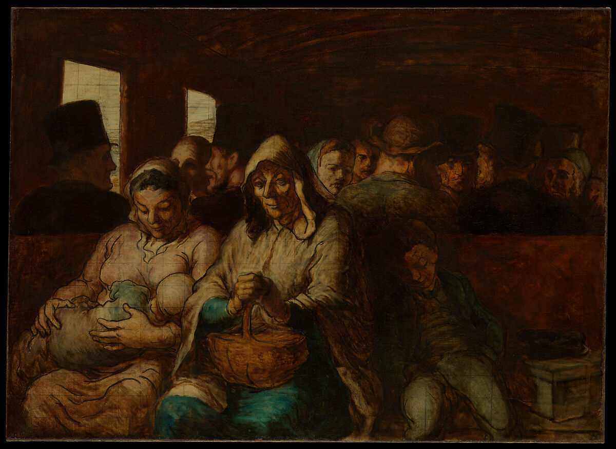 The Third-Class Carriage, Honoré Daumier (French, Marseilles 1808–1879 Valmondois), Oil on canvas 
