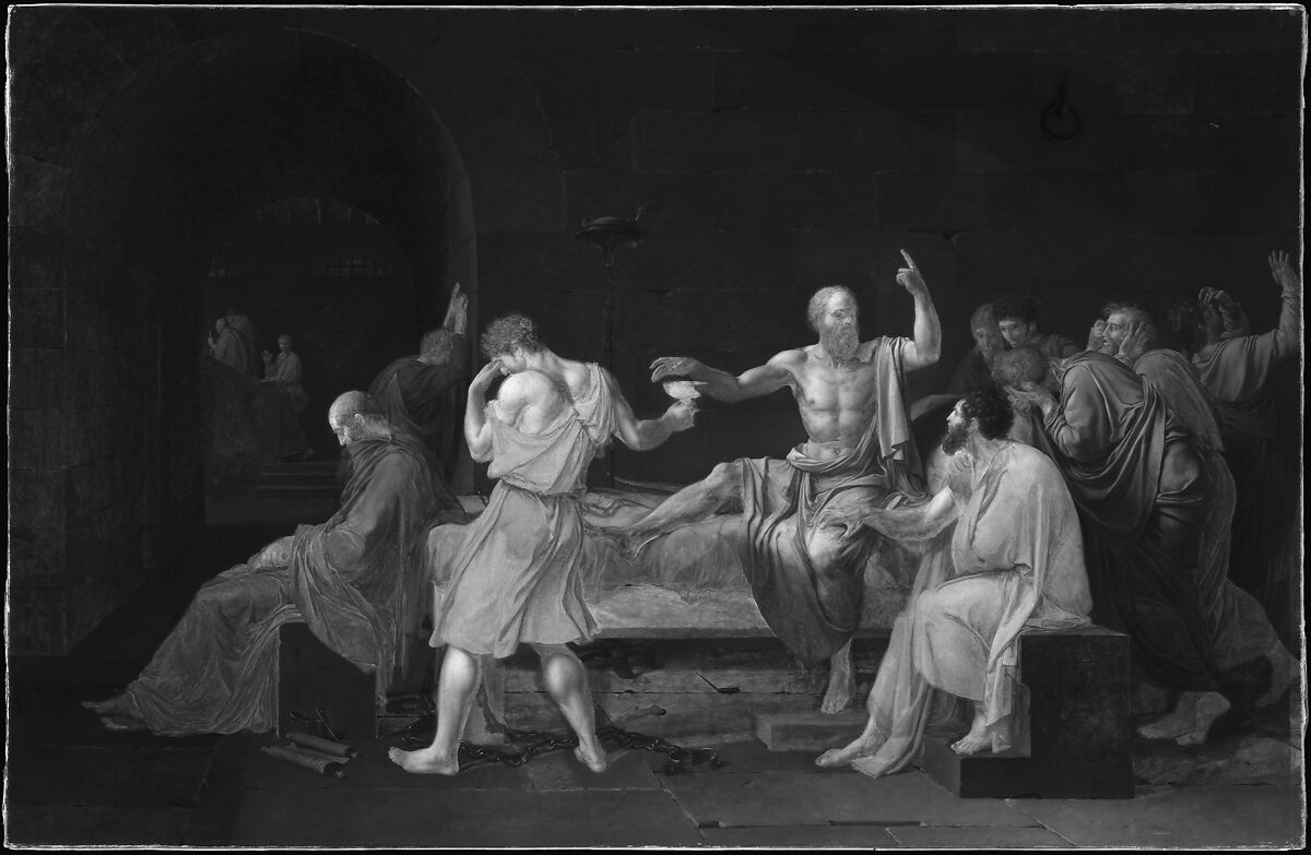 The Death of Socrates, Jacques Louis David (French, Paris 1748–1825 Brussels), Oil on canvas