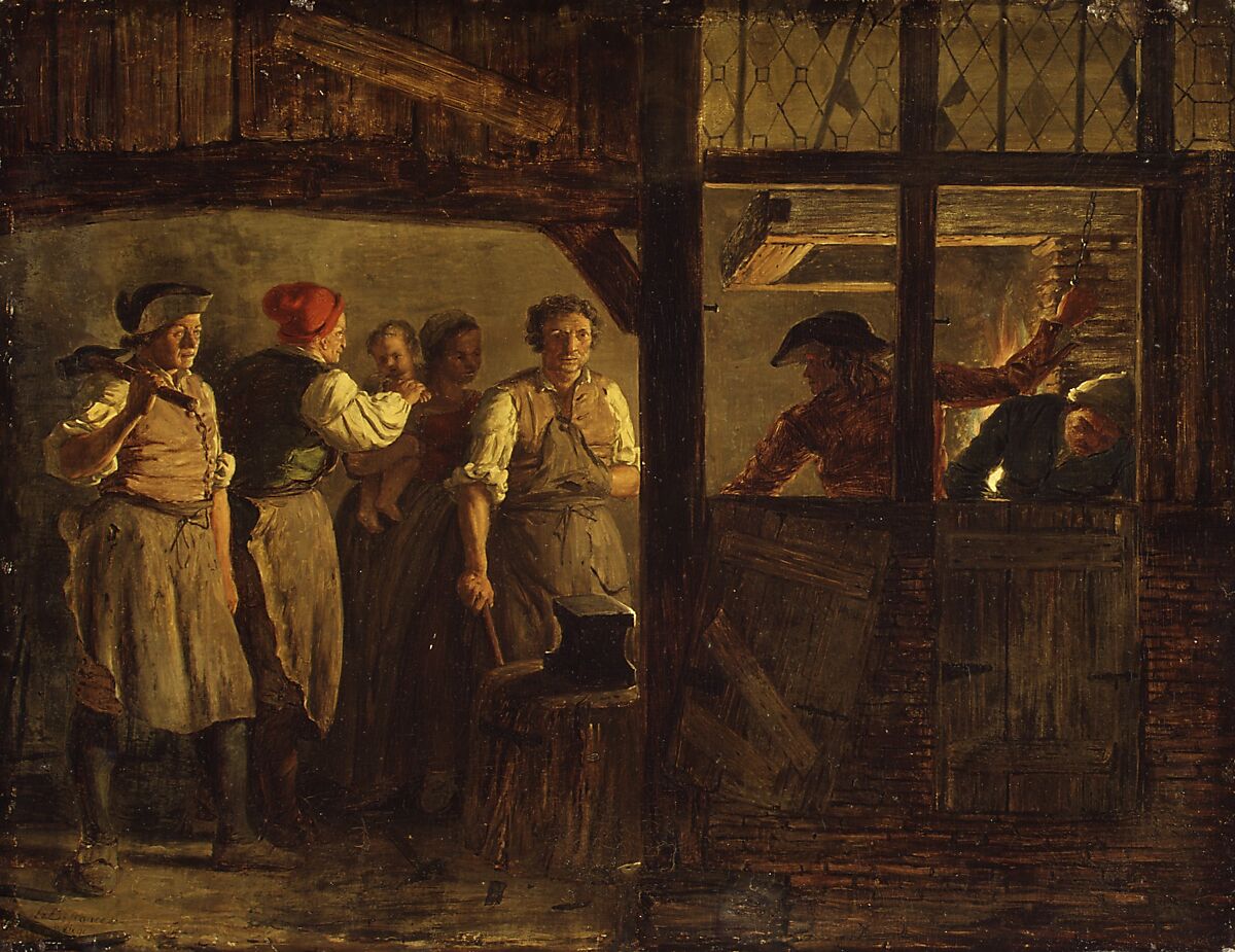 The Forge, Léonard Defrance  Flemish, Oil on wood