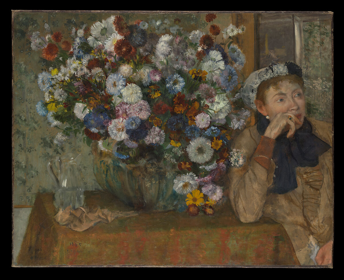 Edgar Degas, A Woman Seated beside a Vase of Flowers (Madame Paul  Valpinçon?)