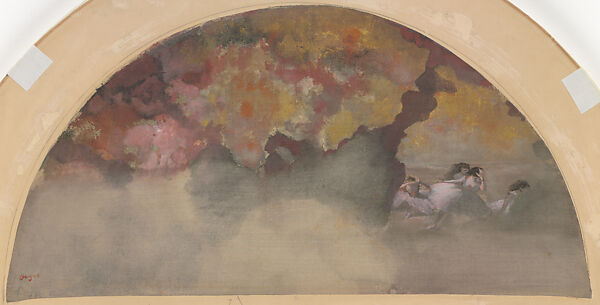 Fan Mount: Dancers, Edgar Degas (French, Paris 1834–1917 Paris), Watercolor and metallic paint on silk