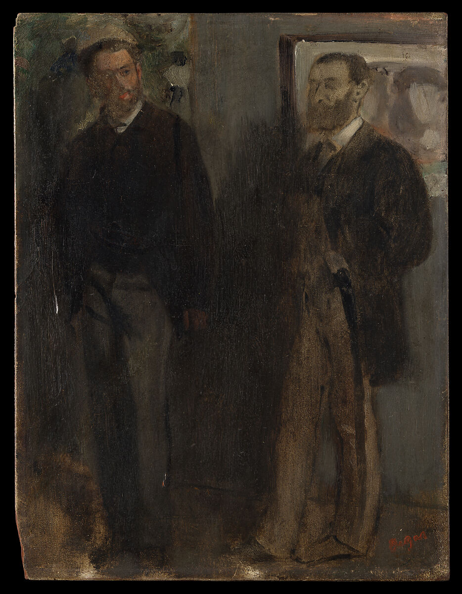 Two Men, Edgar Degas (French, Paris 1834–1917 Paris), Oil on wood 