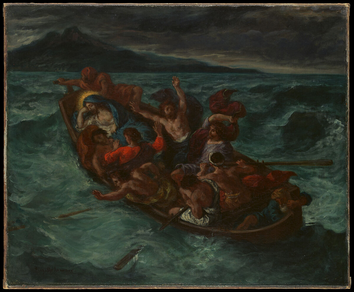 Christ Asleep during the Tempest, Eugène Delacroix (French, Charenton-Saint-Maurice 1798–1863 Paris), Oil on canvas 