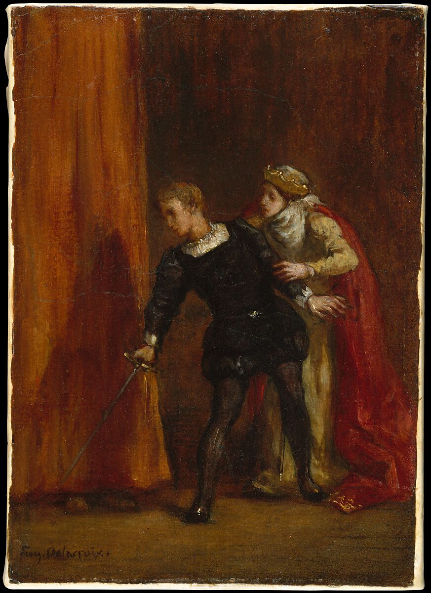 Hamlet and His Mother, Eugène Delacroix (French, Charenton-Saint-Maurice 1798–1863 Paris), Oil on canvas 