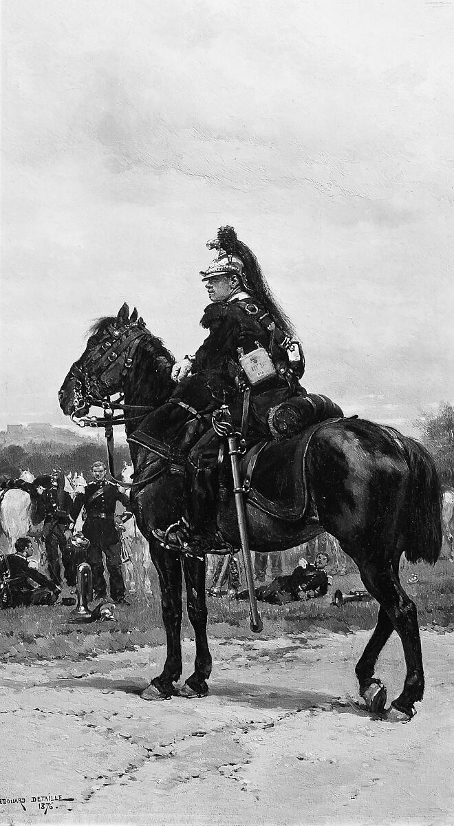 A Dragoon on Horseback, Edouard Detaille (French, Paris 1848–1912 Paris), Oil on wood 