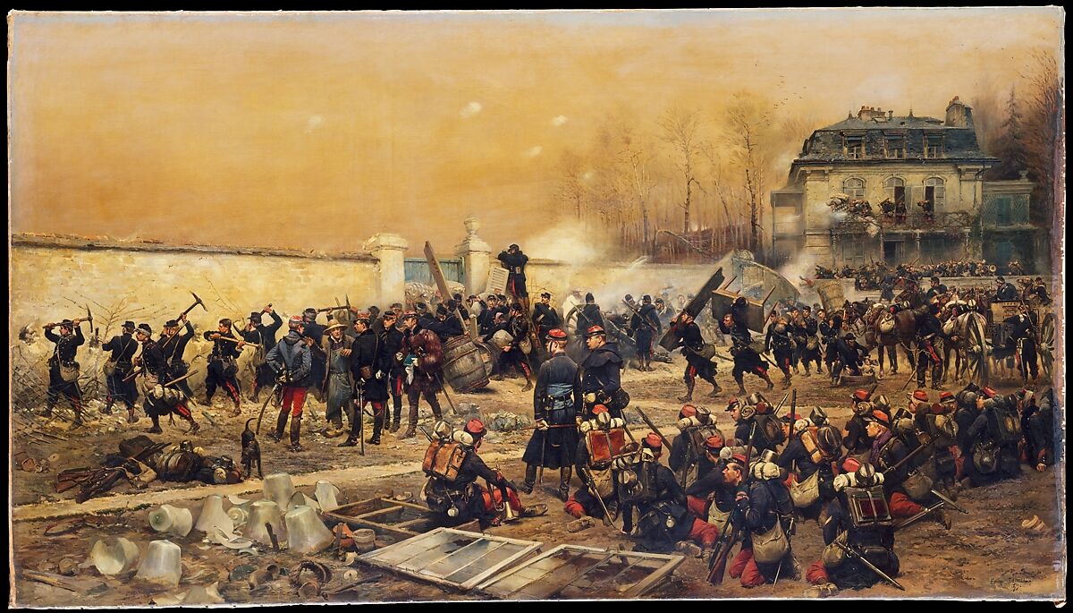 The Defense of Champigny, Edouard Detaille (French, Paris 1848–1912 Paris), Oil on canvas 