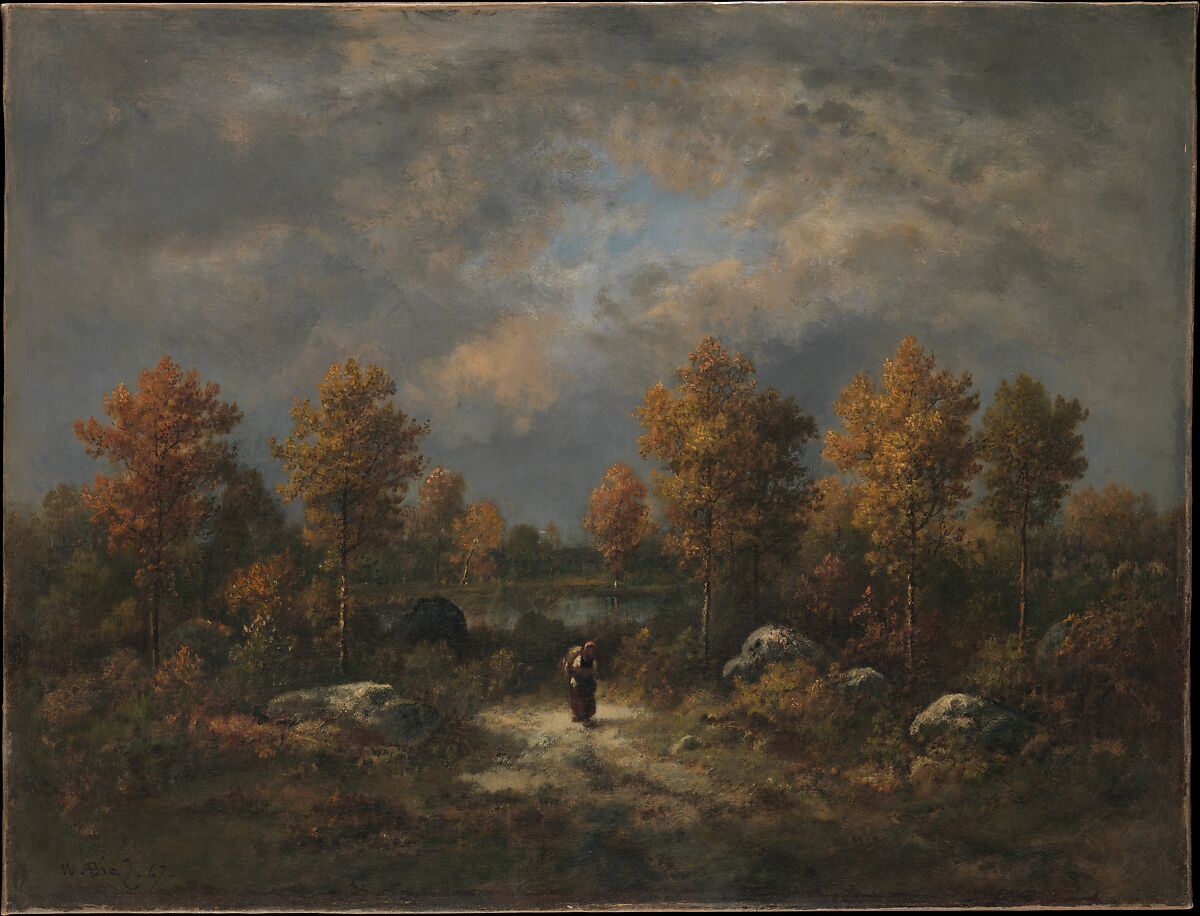 Autumn: The Woodland Pond, Narcisse-Virgile Diaz de la Peña (French, Bordeaux 1808–1876 Menton), Oil on canvas 