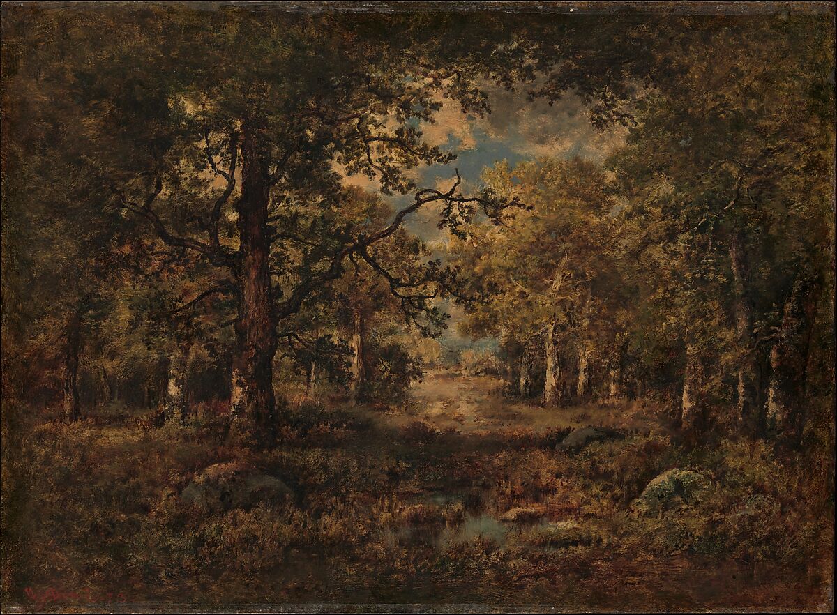 A Vista through Trees: Fontainebleau, Narcisse-Virgile Diaz de la Peña (French, Bordeaux 1808–1876 Menton), Oil on wood 