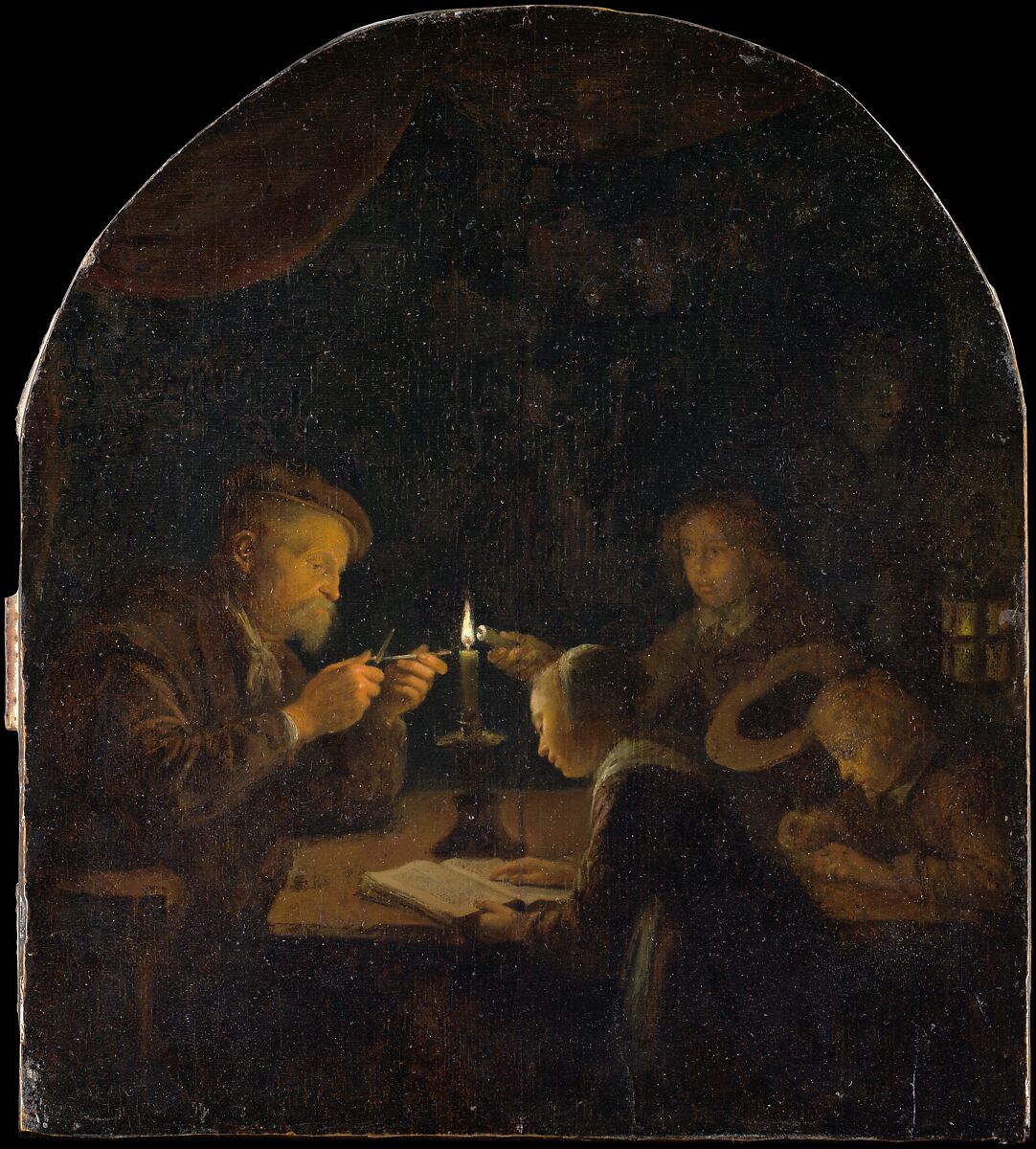 An Evening School, Gerrit Dou (Dutch, Leiden 1613–1675 Leiden), Oil on wood 