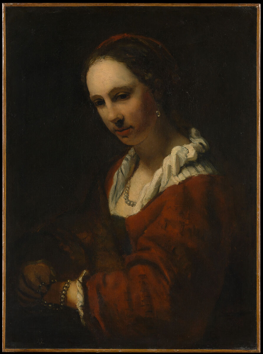 Young Woman with a Pearl Necklace, Copy after Willem Drost (Dutch, late 17th or early 18th century), Oil on canvas 