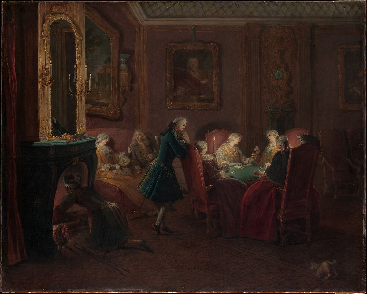 Card Players in a Drawing Room, Pierre Louis Dumesnil the Younger (French, Paris 1698–1781 Paris), Oil on canvas 