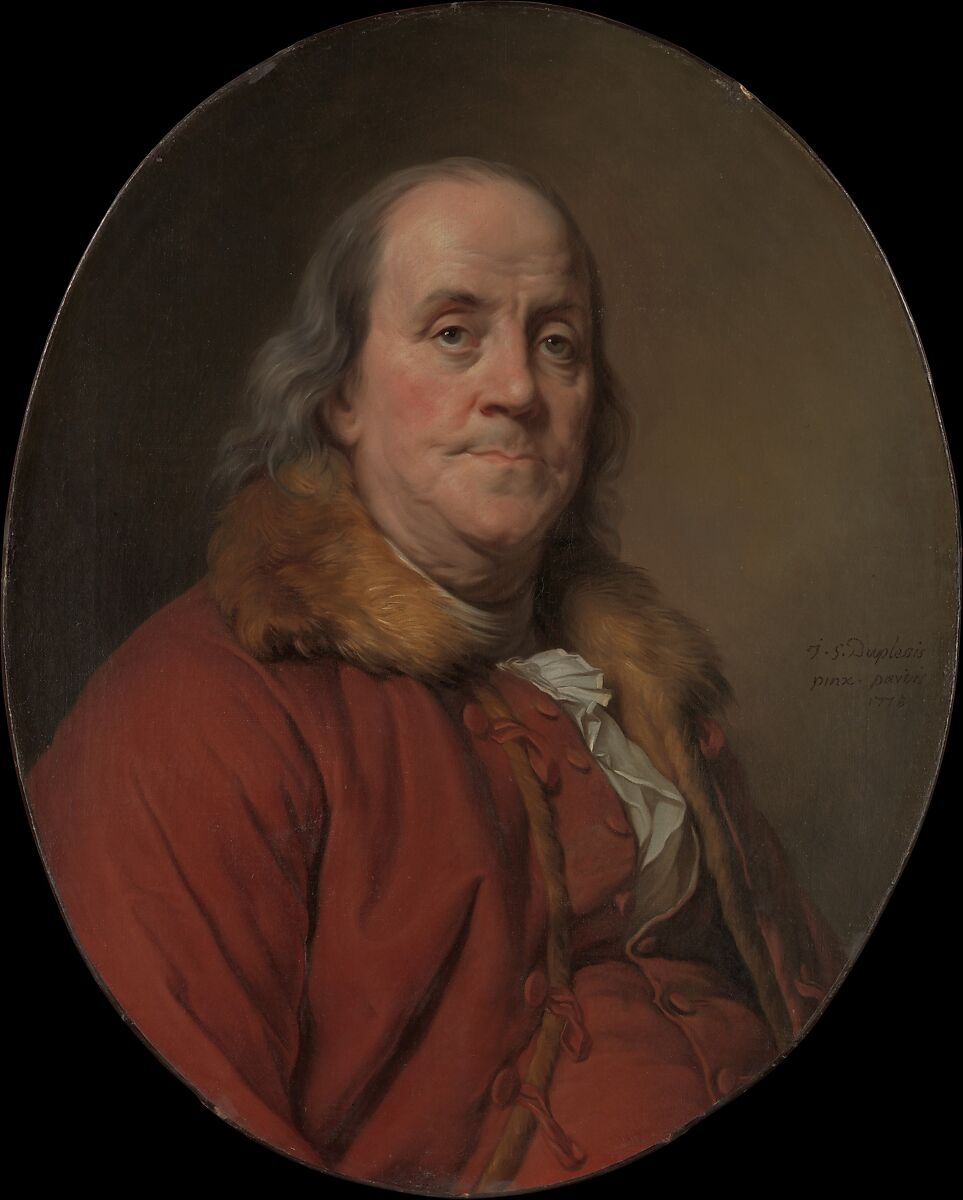 Benjamin Franklin (1706–1790), Joseph Siffred Duplessis (French, Carpentras 1725–1802 Versailles), Oil on canvas