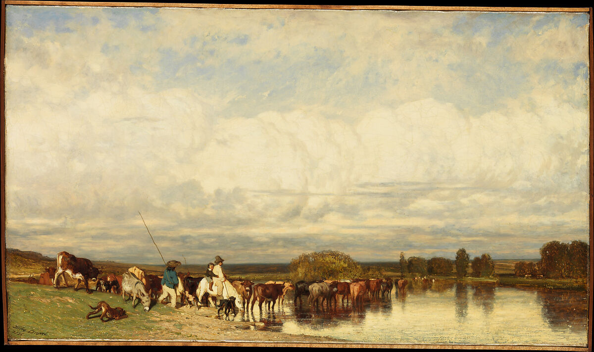 Cows Crossing a Ford, Jules Dupré (French, Nantes 1811–1889 L&#39;Isle-Adam), Oil on canvas 