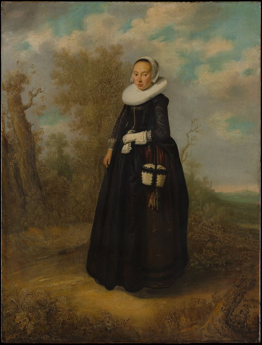 A Young Woman in a Landscape, Dutch Painter (dated 1636), Oil on wood 