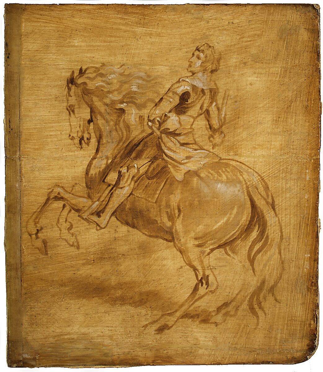 A Man Riding a Horse, Attributed to Anthony van Dyck (Flemish, Antwerp 1599–1641 London), Oil on wood 