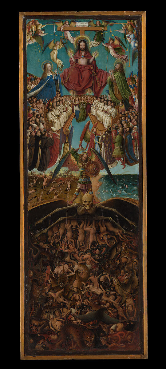 The Crucifixion; The Last Judgment, Jan van Eyck (Netherlandish, Maaseik ca. 1390–1441 Bruges), Oil on canvas, transferred from wood