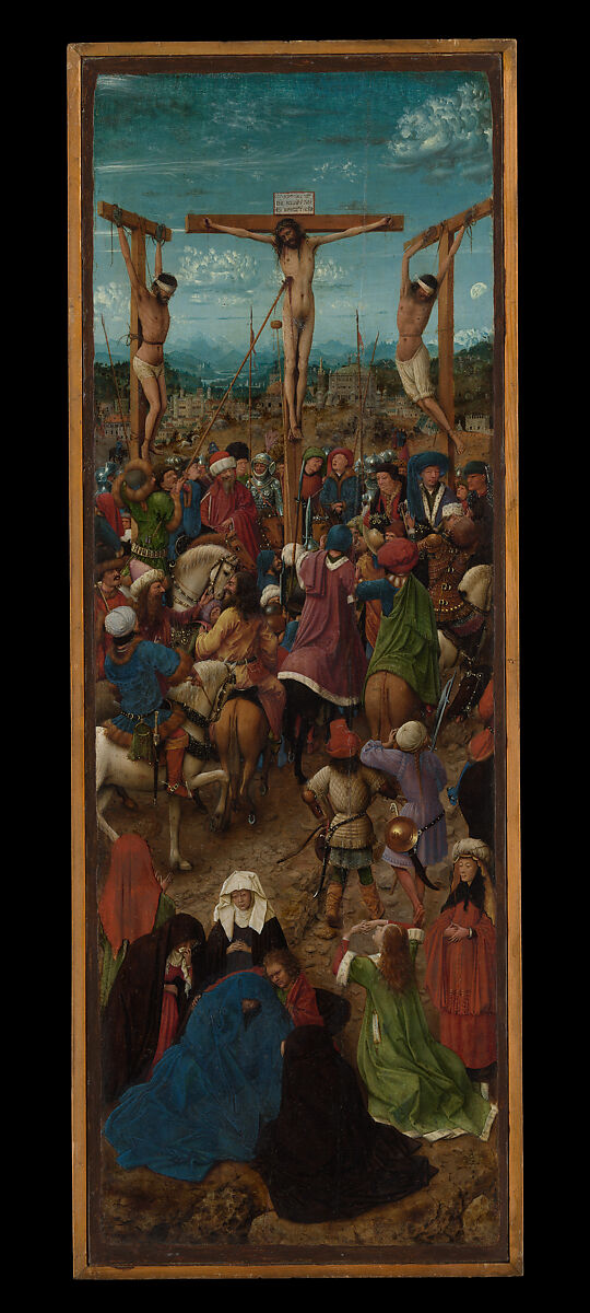 The Crucifixion; The Last Judgment, Jan van Eyck (Netherlandish, Maaseik ca. 1390–1441 Bruges), Oil on canvas, transferred from wood
