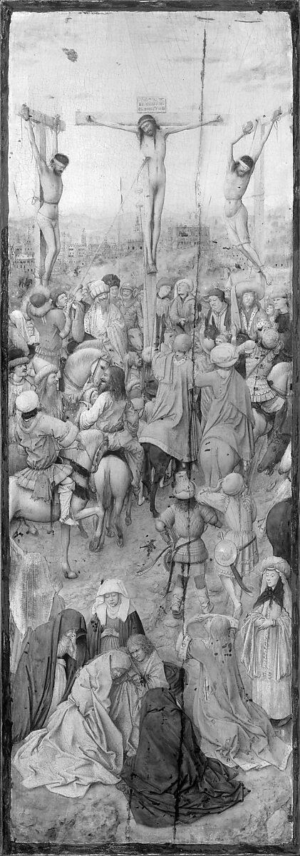 The Crucifixion; The Last Judgment, Jan van Eyck (Netherlandish, Maaseik ca. 1390–1441 Bruges), Oil on canvas, transferred from wood