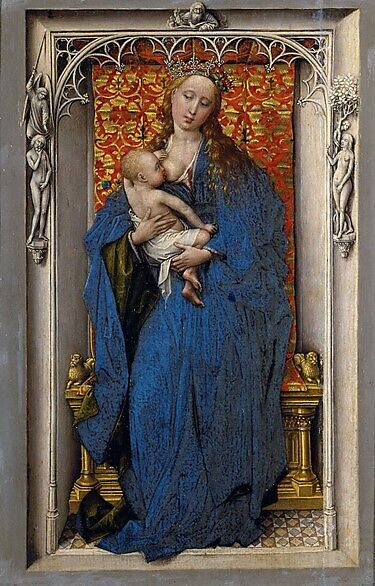 Virgin and Child in a Niche, Workshop of Jan van Eyck (Netherlandish, Maaseik ca. 1390–1441 Bruges), Oil on wood