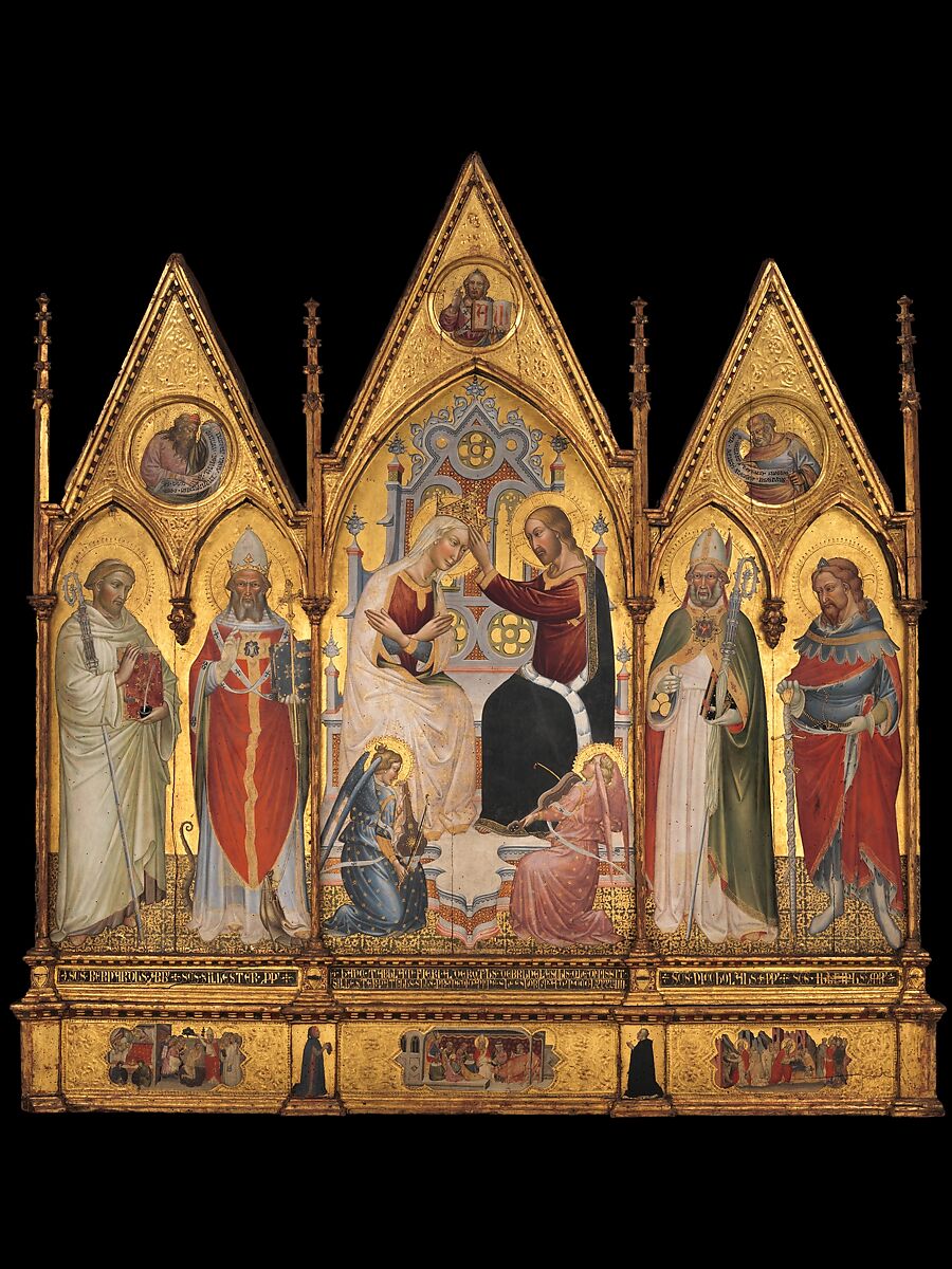 The Coronation of the Virgin, and Saints, Giovanni di Tano Fei (Italian, Florentine, active 1384–1405), Tempera on wood, gold ground 