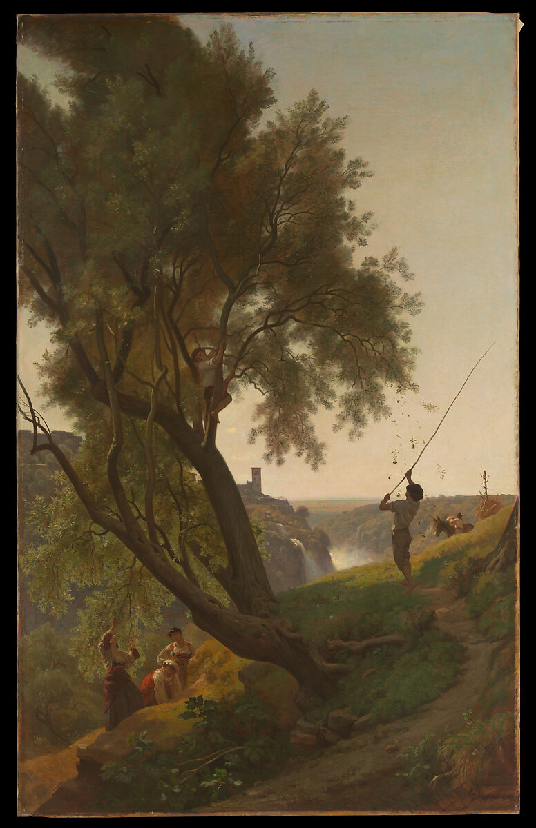 Gathering Olives at Tivoli, François-Louis Français (French, Plombières-les-Bains 1814–1897 Plombières-les-Bains), Oil on canvas 