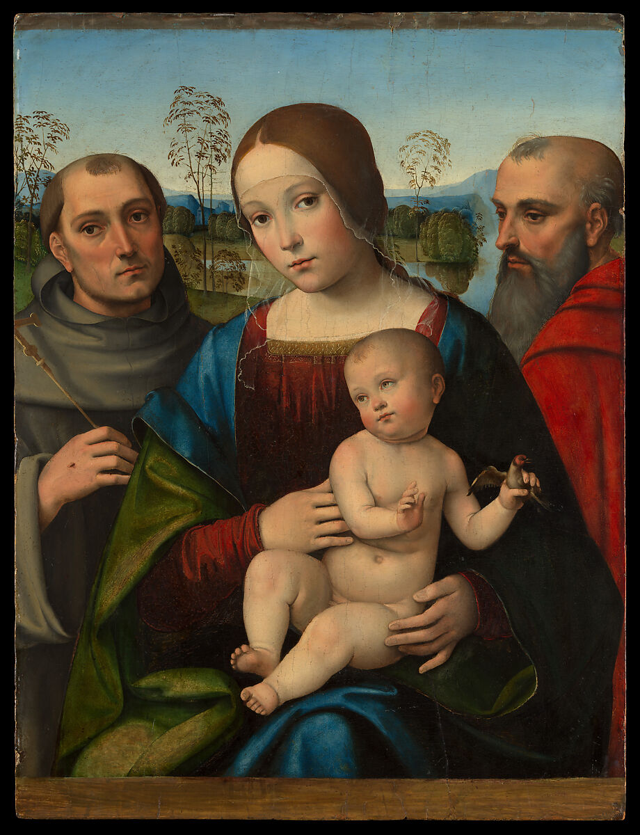 Madonna and Child with Saints Francis and Jerome, Francesco Francia  Italian, Tempera on wood
