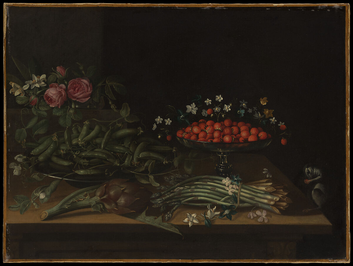 Still Life with Strawberries, French Painter (17th century), Oil on canvas 