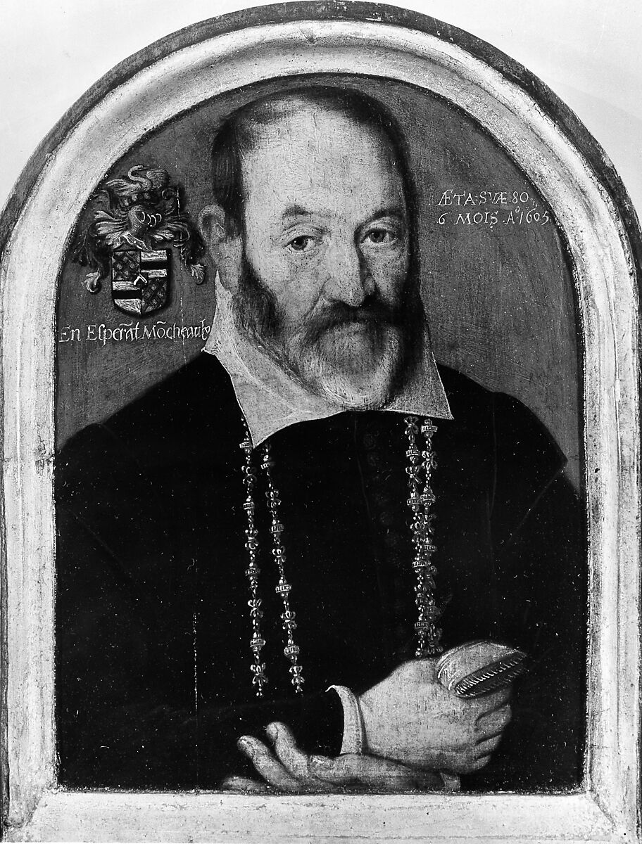 Portrait of a Man of the Moncheaux Family, Northern French Painter (dated 1605), Oil on wood 