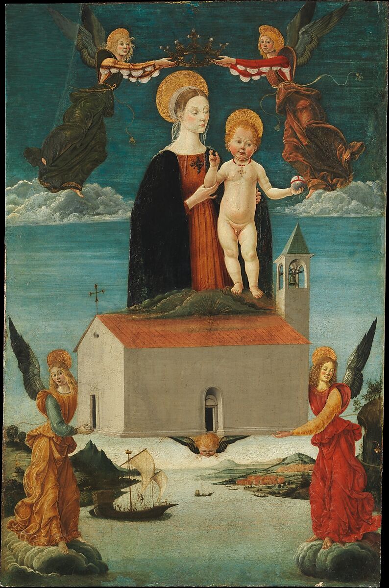 The Translation of the Holy House of Loreto, Attributed to Saturnino Gatti (Italian, L&#39;Aquila 1463–1518 L&#39;Aquila), Tempera and gold on wood 