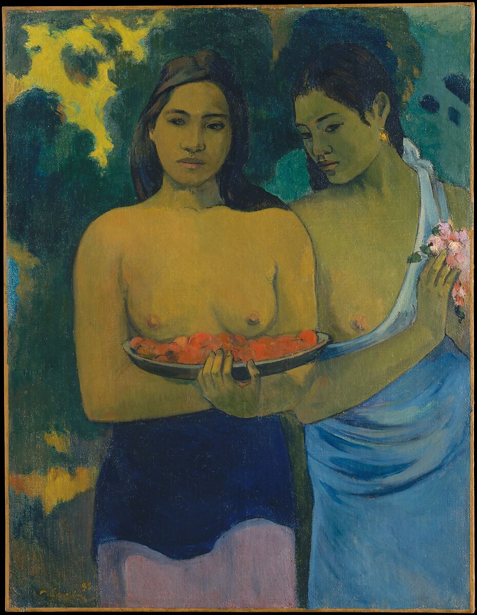 Two Tahitian Women, Paul Gauguin (French, Paris 1848–1903 Atuona, Hiva Oa, Marquesas Islands), Oil on canvas 