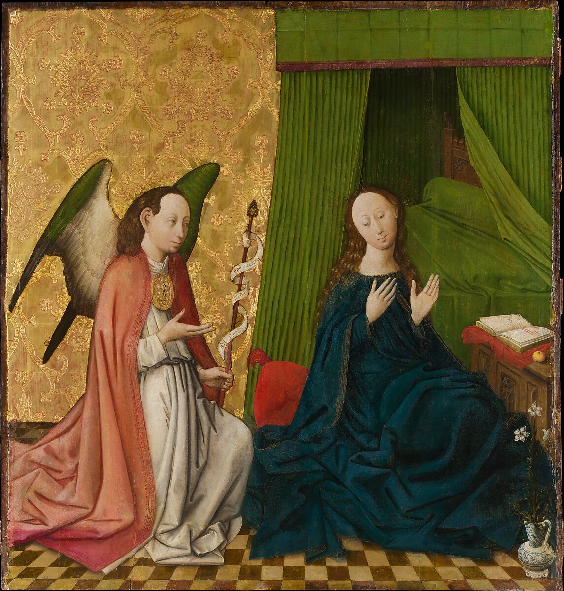 The Annunciation, South Netherlandish Painter (ca. 1460), Oil on wood, gold ground 