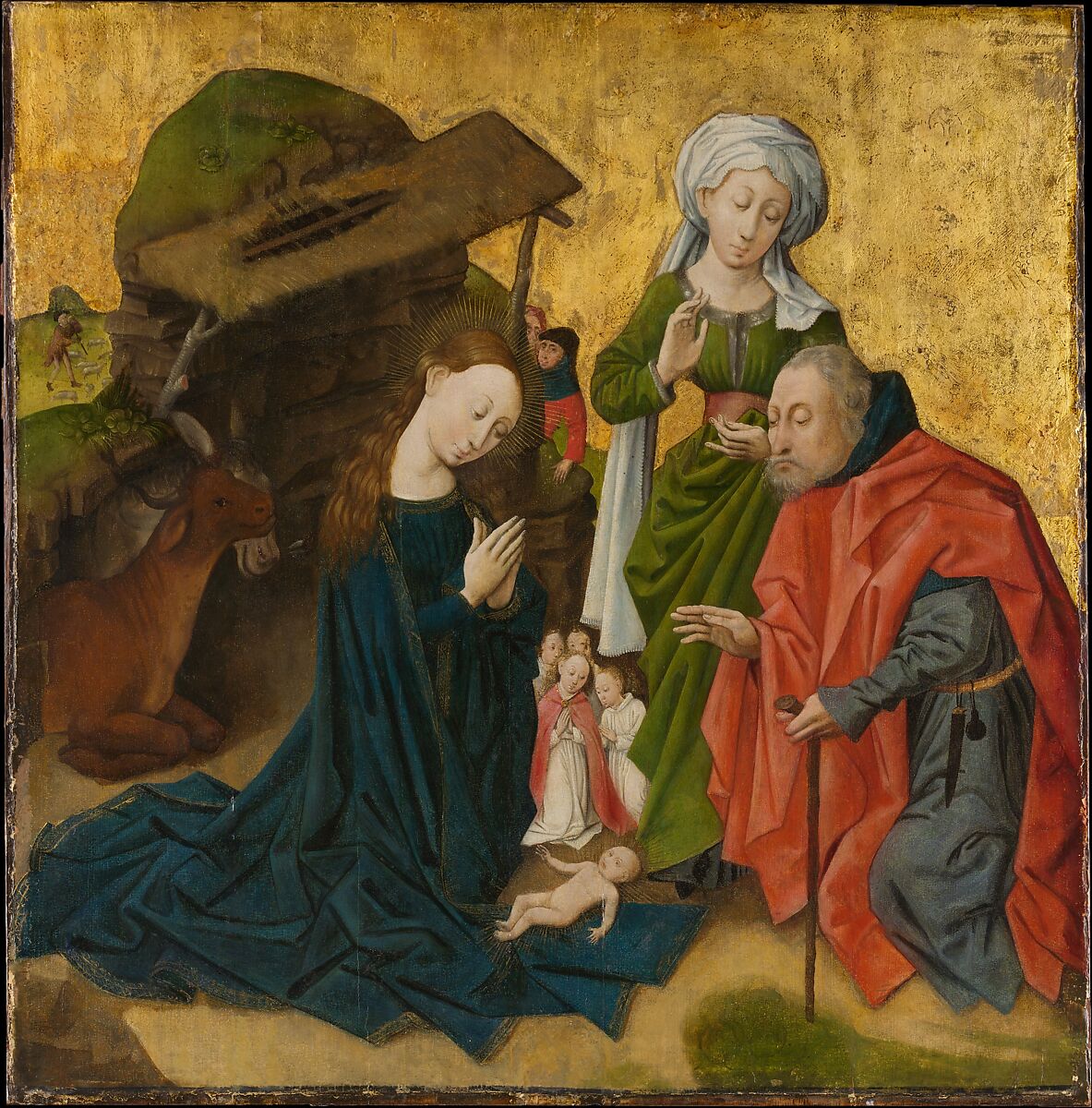 The Nativity, South Netherlandish Painter (ca. 1460), Oil on wood, gold ground 