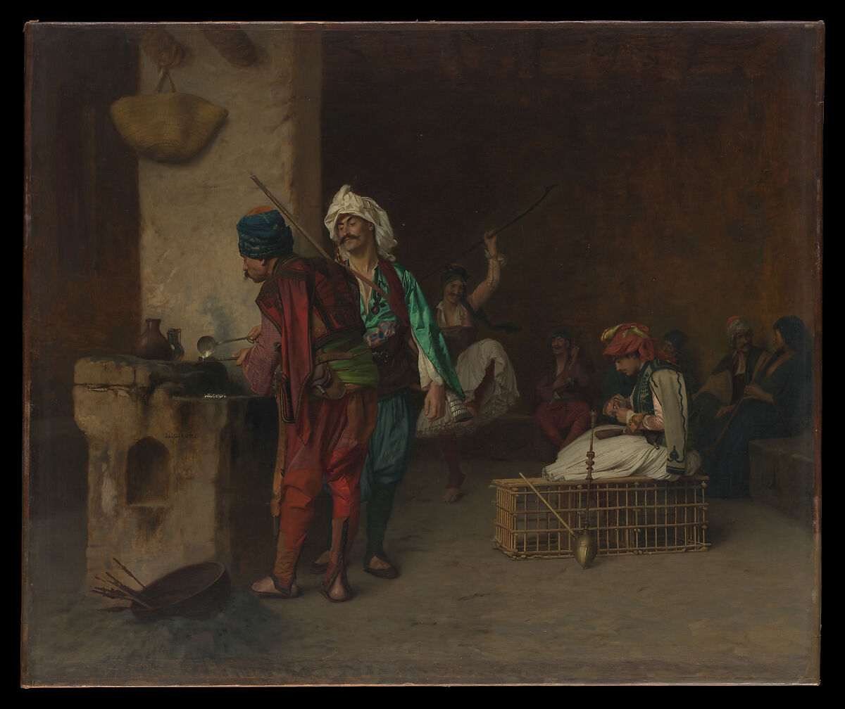 Cafe House, Cairo (Casting Bullets), Jean-Léon Gérôme (French, Vesoul 1824–1904 Paris), Oil on canvas 