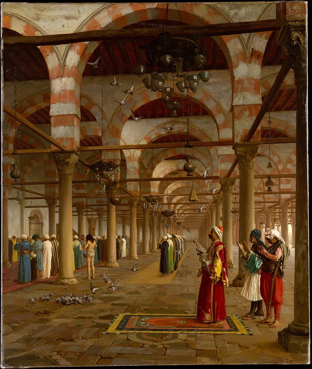 Prayer in the Mosque, Jean-Léon Gérôme (French, Vesoul 1824–1904 Paris), Oil on canvas 