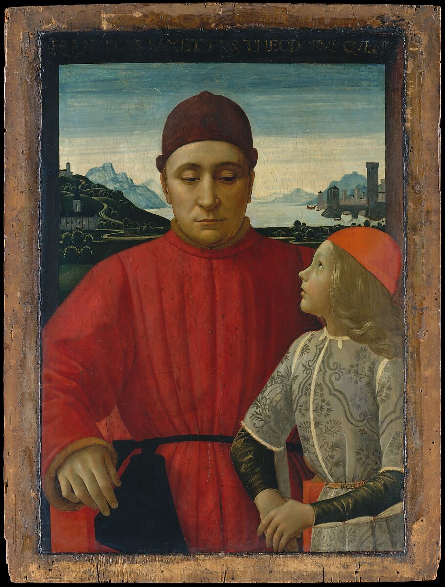 Francesco Sassetti (1421–1490) and His Son Teodoro, Domenico Ghirlandaio (Domenico Bigordi) (Italian, Florence 1448/49–1494 Florence), Tempera on wood 
