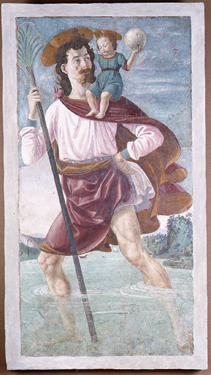 Saint Christopher and the Infant Christ, Domenico Ghirlandaio (Domenico Bigordi) (Italian, Florence 1448/49–1494 Florence), Fresco 