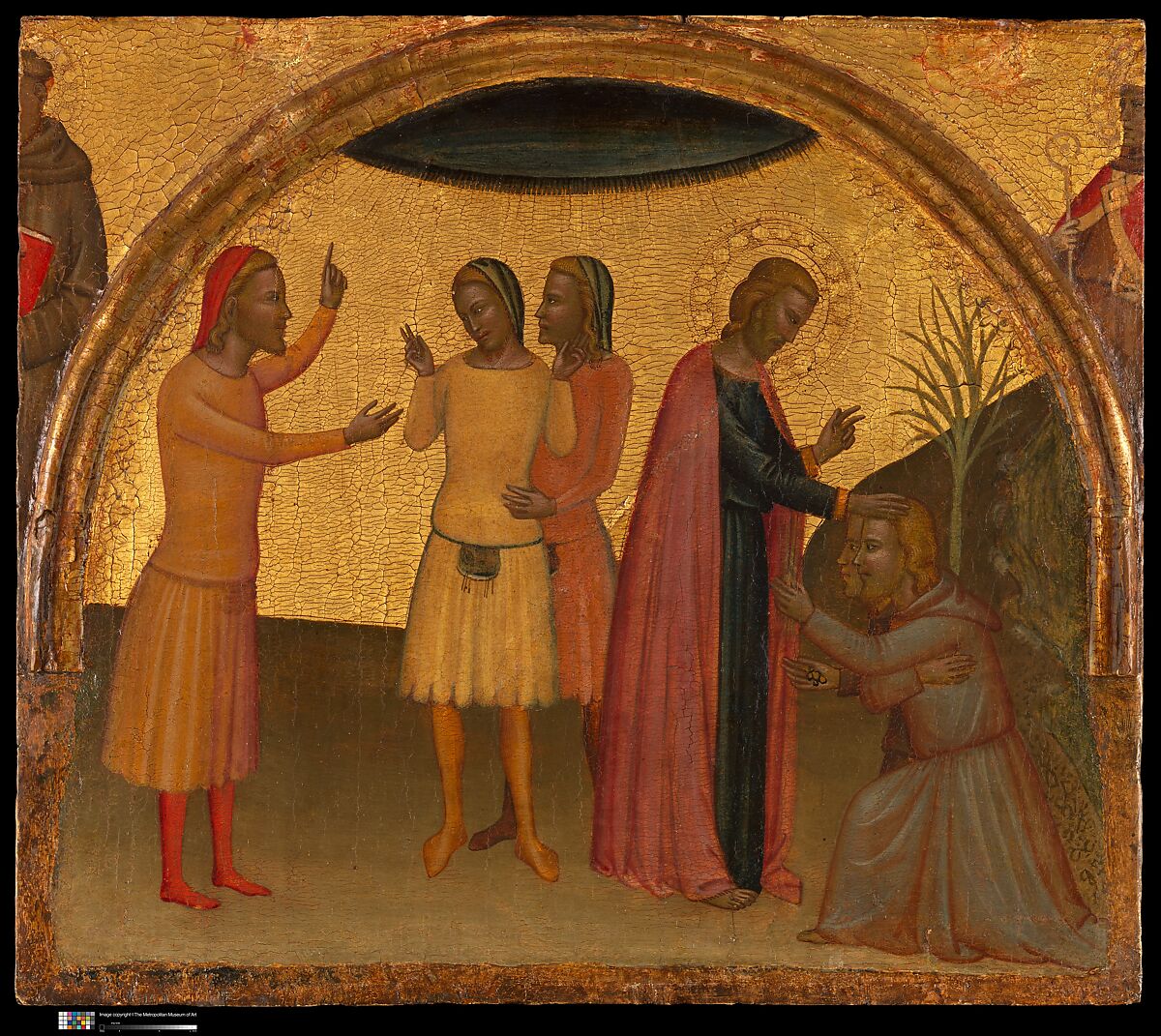 Saint John the Evangelist with Acteus and Eugenius, Francescuccio Ghissi (Francesco di Cecco Ghissi)  Italian, Tempera on wood, gold ground