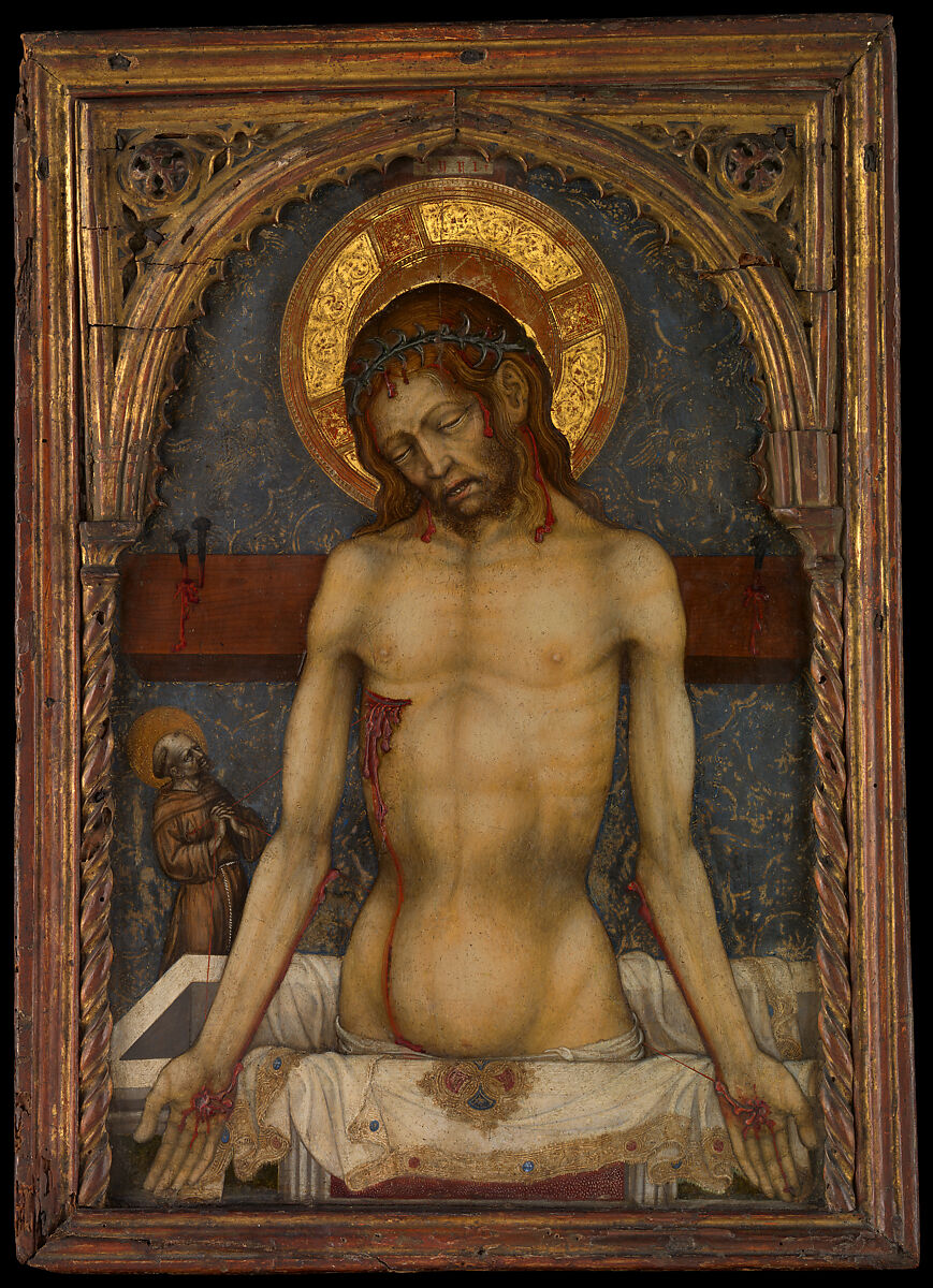 The Man of Sorrows, Michele Giambono (Michele Giovanni Bono) (Italian, active Venice 1420–62), Tempera and gold on wood 