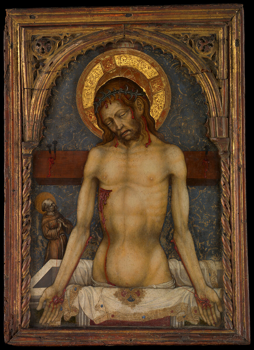 The Man of Sorrows, Michele Giambono (Michele Giovanni Bono)  Italian, Tempera and gold on wood