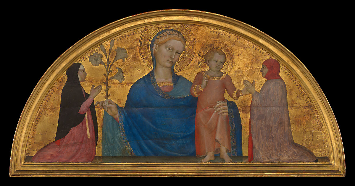 Madonna and Child with Donors, Giovanni da Milano (Italian, born Lombardy, active Florence 1346–69), Tempera on wood, gold ground 