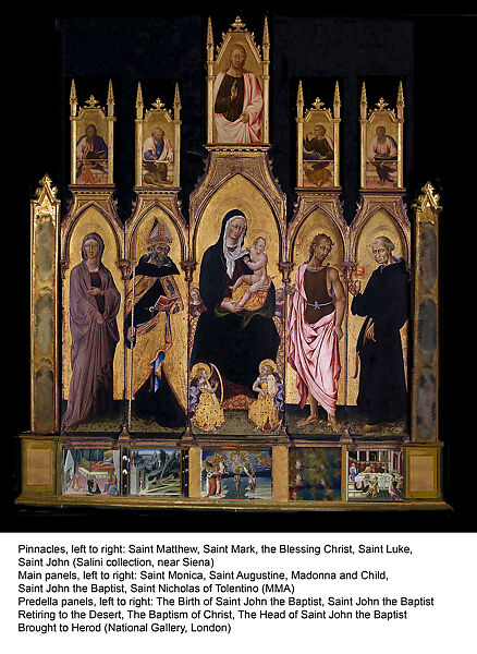 Madonna and Child with Saints, Giovanni di Paolo (Giovanni di Paolo di Grazia) (Italian, Siena 1398–1482 Siena), Tempera on wood, gold ground