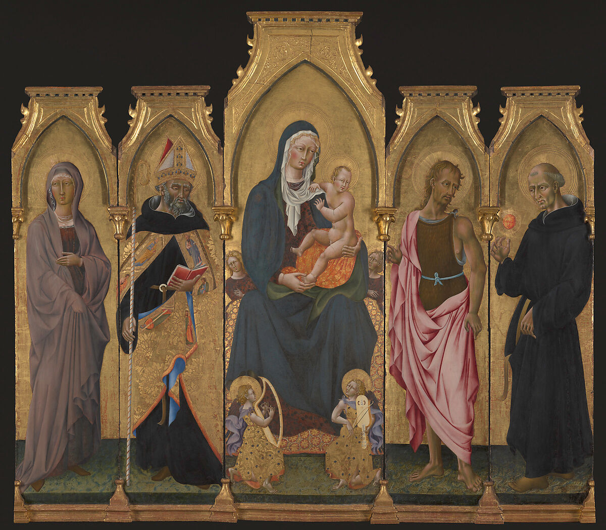 Madonna and Child with Saints, Giovanni di Paolo (Giovanni di Paolo di Grazia)  Italian, Tempera on wood, gold ground