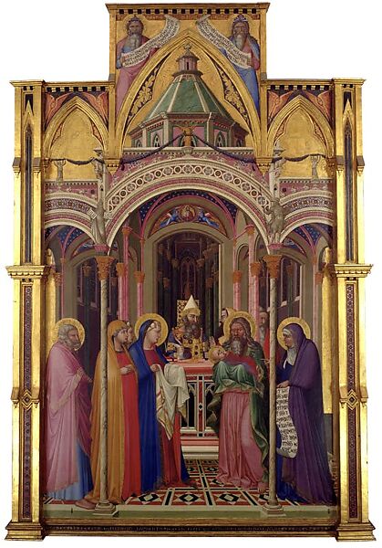 The Presentation of Christ in the Temple, Giovanni di Paolo (Giovanni di Paolo di Grazia) (Italian, Siena 1398–1482 Siena), Tempera and gold on wood